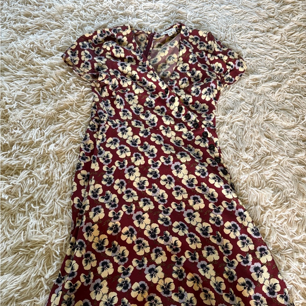 Madewell Floral Burgundy Dress